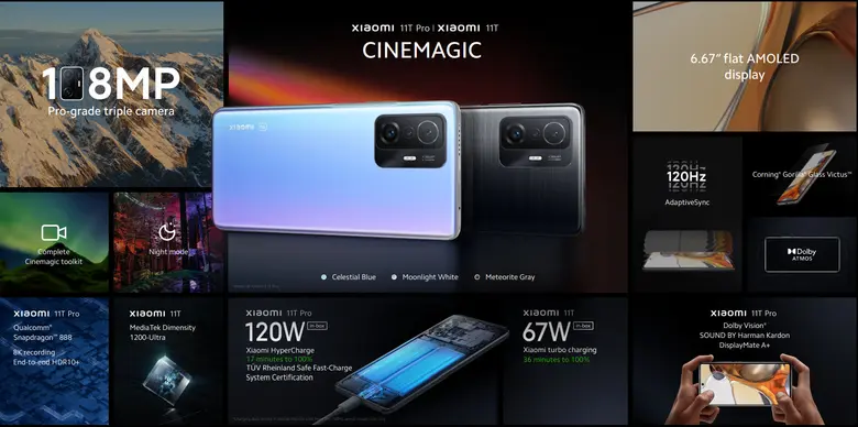เสียวหมี่ จัดโปรโมชั่นราคาพิเศษพร้อมของแถมสำหรับ Xiaomi 11T Series สมาร์ทโฟนที่ช่วยเนรมิตวิดีโอระดับ "Cinemagic" ระหว่างวันที่ 6 พ.ค. - 31 ก.ค. 65