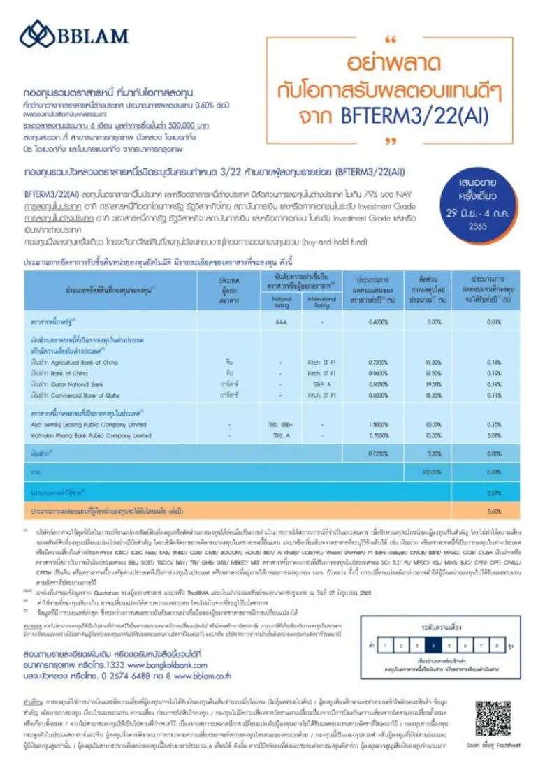 BBLAM เสนอขาย IPO กองทุนรวมบัวหลวงตราสารห...