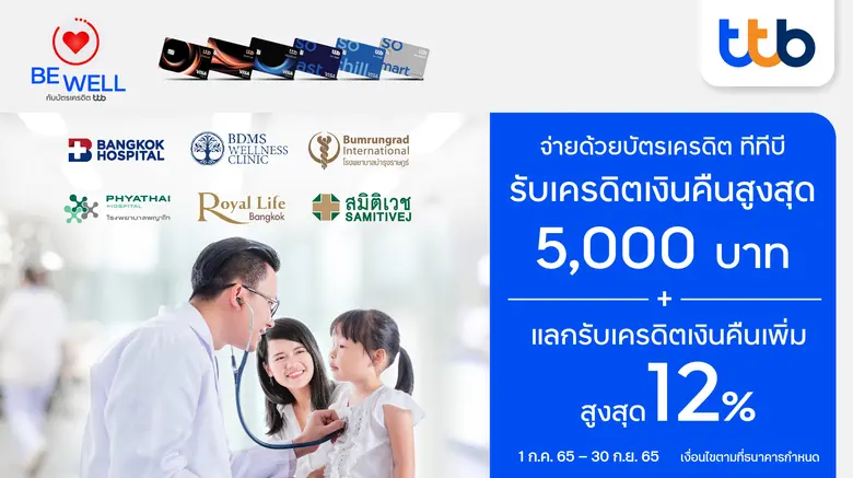 บัตรเครดิต ทีทีบี ร่วมกับโรงพยาบาลชั้นนำท...