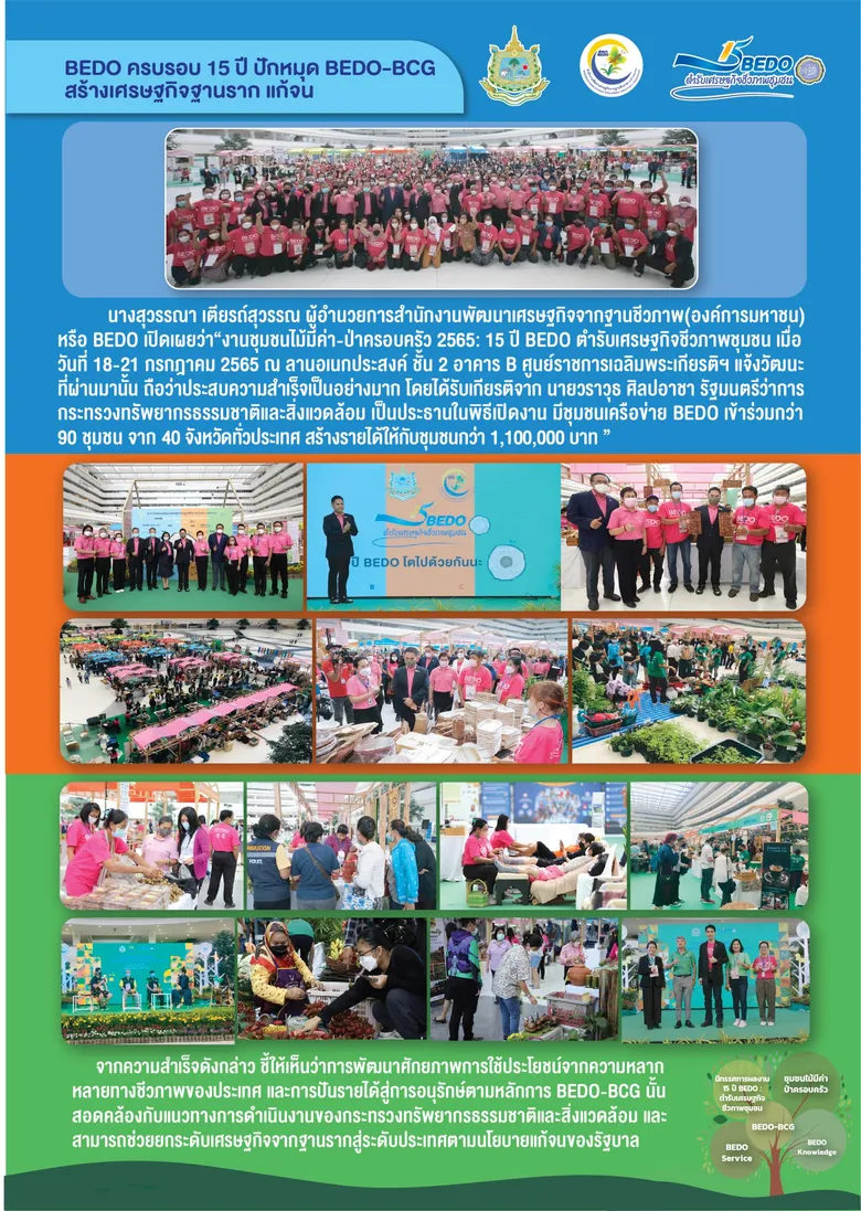 BEDO ครบรอบ 15 ปี ปักหมุด BEDO-BCG สร้างเศรษฐกิจฐานราก แก้จน