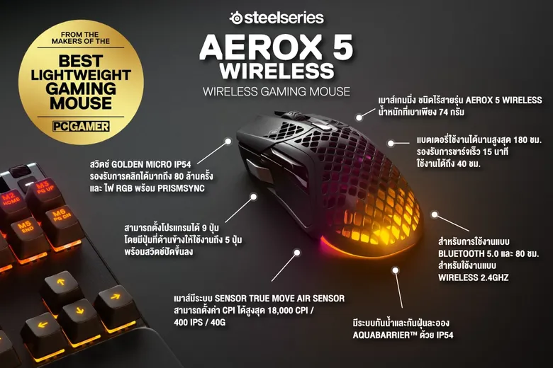 อาร์ทีบีฯ เปิดตัวนวัตกรรมเมาส์เกมมิ่ง 3 รุ่นใหม่ล่าสุด "Aerox 5" "Aerox 5 Wireless" และ "Aerox9 Wireless" ภายใต้แบรนด์ SteelSeries