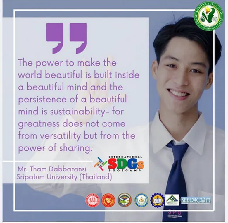 ร่วมยินดี "ธาม" เด็กเก่งจากรั้ว ITB SPU กับประสบการณ์เข้าร่วมโครงการระดับนานาชาติ "International SDGs Bootcamp for Students"