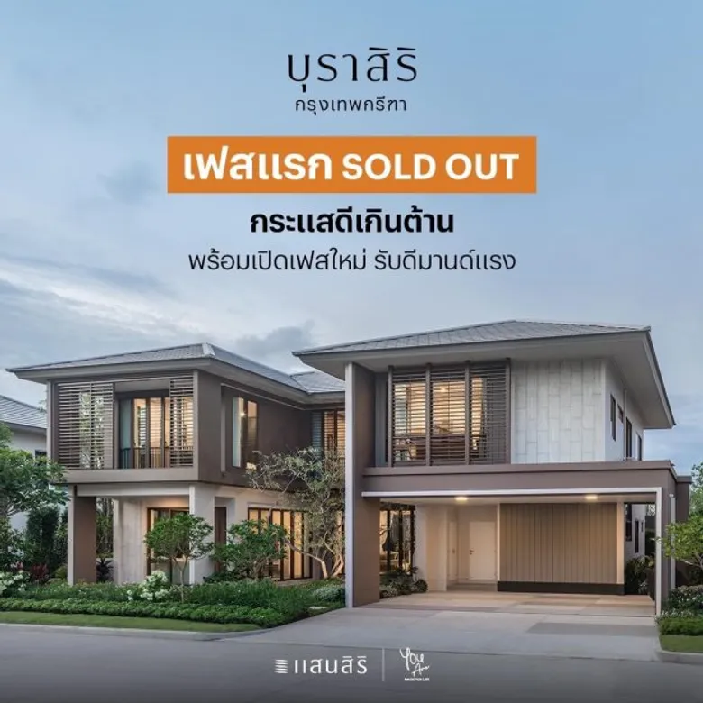 แสนสิริเขย่าวงการอสังหาฯ ปิดการขายบ้านเดี่ยวระดับบน "บุราสิริ กรุงเทพกรีฑา" Sold Out! เฟสแรก ทันที! ในวันพรีเซลล์ ประกาศปรับเป้าแนวราบทะยานสู่ 27,000 ล้านบาท
