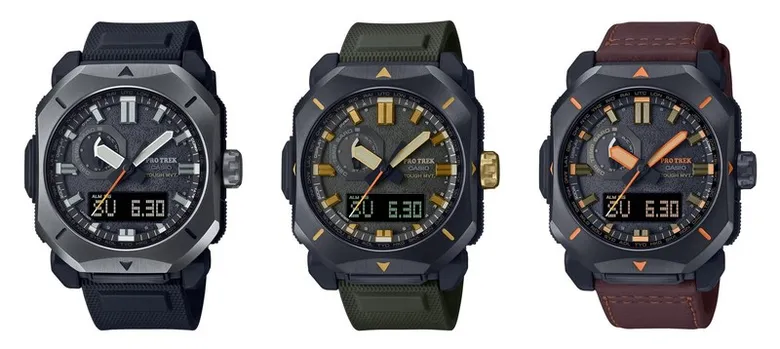 คาสิโอเปิดตัวนาฬิกา PRO TREK รุ่นใหม่ กรอบตัวเรือนโลหะทรงแปดเหลี่ยม