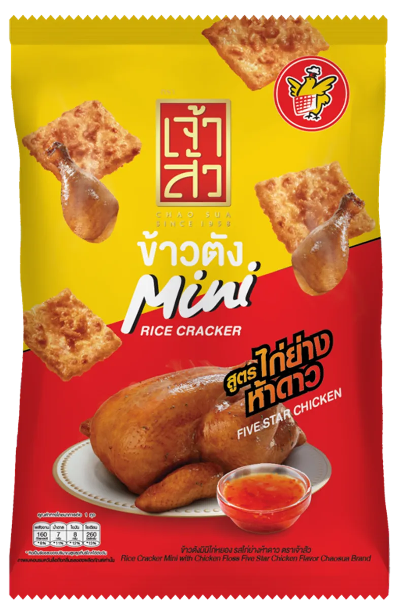 เจ้าสัว ผนึก ห้าดาว สร้างปรากฏการณ์ใหม่ในตลาดขนมขบเคี้ยว "เจ้าสัว ข้าวตังมินิไก่หยอง สูตรไก่ย่างห้าดาว" สูตรลับตำรับเจ้าสัวแบบ Five Star