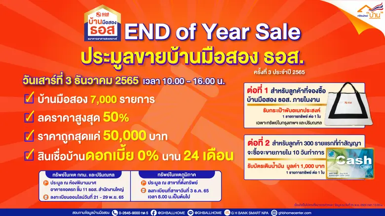 ธนาคารอาคารสงเคราะห์ เผยบ้านมือสอง ธอส. ย...