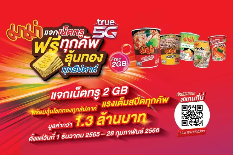 "มาม่า" จับมือ "TRUE 5G" เปิดแคมเปญใหญ่ส่งท้ายปี กับ "มาม่าแจกเน็ตทรูฟรีทุกคัพ ลุ้นทองทุกสัปดาห์"