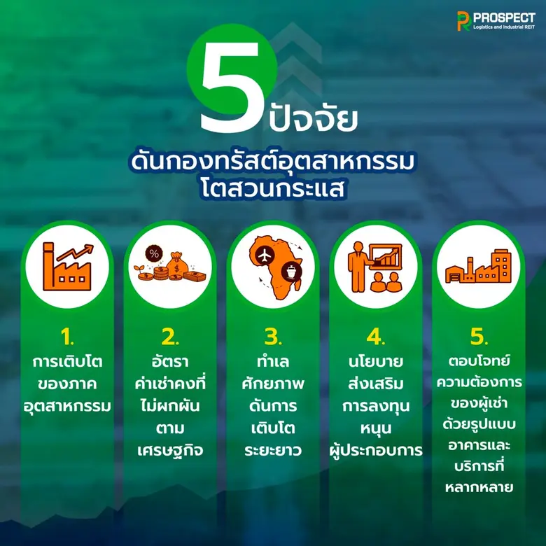 PROSPECT REIT เผย 5 ปัจจัยสำคัญผลักดันกองทรัสต์อุตสาหกรรมโตสวนกระแส