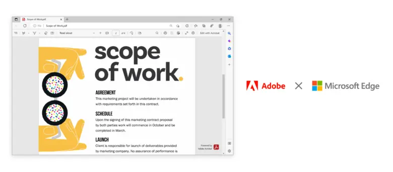 การฝังเทคโนโลยี Acrobat PDF ใน Microsoft Edge มอบปร...