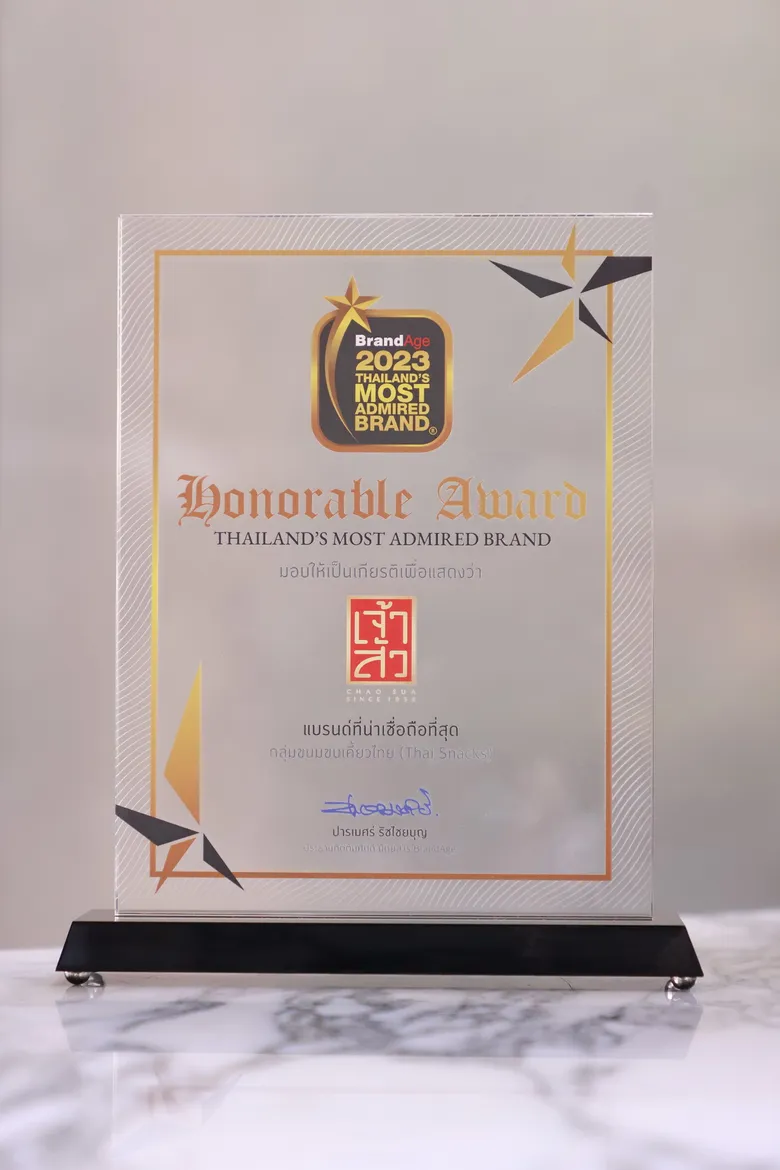 เจ้าสัว คว้ารางวัล Thailand's Most Admired Brand ประจำปี 2566 สุดยอดแบรนด์ ครองใจผู้บริโภคกลุ่มสแน็คไทย