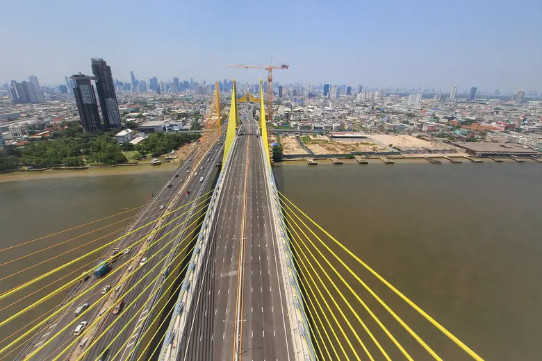 ช.การช่าง สร้างเสร็จแล้ว 100% สะพานขึงคู่ขนานข้ามแม่น้ำเจ้าพระยา พร้อมเผยความหมายไฟประดับ