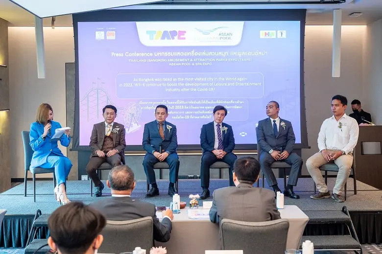 ภาครัฐ-เอกชน ผนึกกำลังรับท่องเที่ยวไทยฟื้น เตรียมจัดงาน ASEAN Pool &amp; Spa Expo พร้อมด้วย TAAPE 2023 แสดงสินค้าและเจรจาธุรกิจสระว่ายน้ำ สปา สวนน้ำ สวนสนุก และแหล่งท่องเที่ยวระดับนานาชาติ