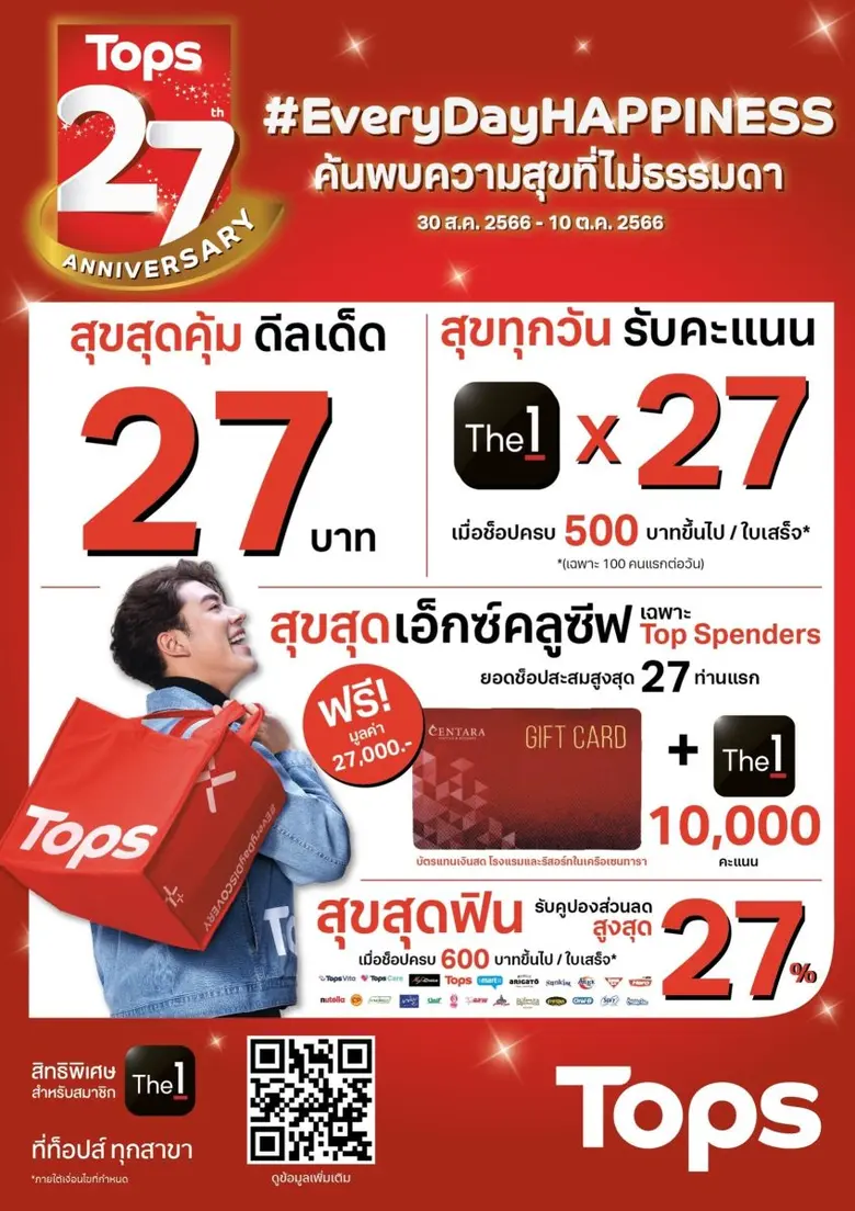 บิ๊กเซอร์ไพรส์!! ท็อปส์ จัดดีลพิเศษฉลองวันเกิดปีที่ 27 แทนคำขอบคุณลูกค้า ลุยแคมเปญ #EveryDayHAPPINESS มัดรวมโปรแรงตลอดเดือน
