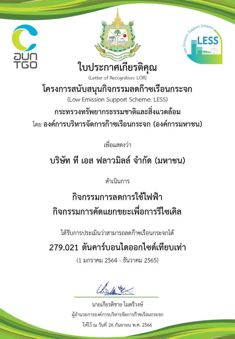 บริษัท ที เอส ฟลาวมิลล์ จำกัด (มหาชน) หรื...