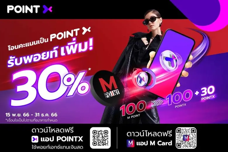 "PointX" จับมือ "เดอะมอลล์ กรุ๊ป" ยกระดับการใช้พอยท์อย่างไร้ขีดจำกัด โอนคะแนน M Point เป็น PointX ได้แล้ววันนี้ พิเศษสุดๆ รับพอยท์เพิ่ม 30%