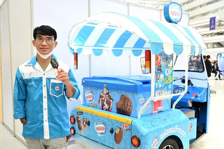 Nestle Ice Cream helps persons with disabilities earn income with an opportunity to sell ice cream using specially designed electric tricycles, supporting a sustainable quality of life