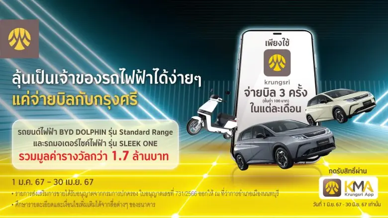 ลุ้นเป็นเจ้าของรถไฟฟ้าได้ง่ายๆ แค่จ่ายบิลกับกรุงศรี