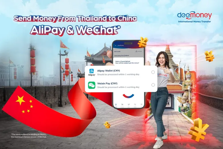 DeeMoney ฟินเทคไทยรายแรก ผนึกกำลัง Alipay และ WeChat รุกตลาดโอนเงินไปประเทศจีน