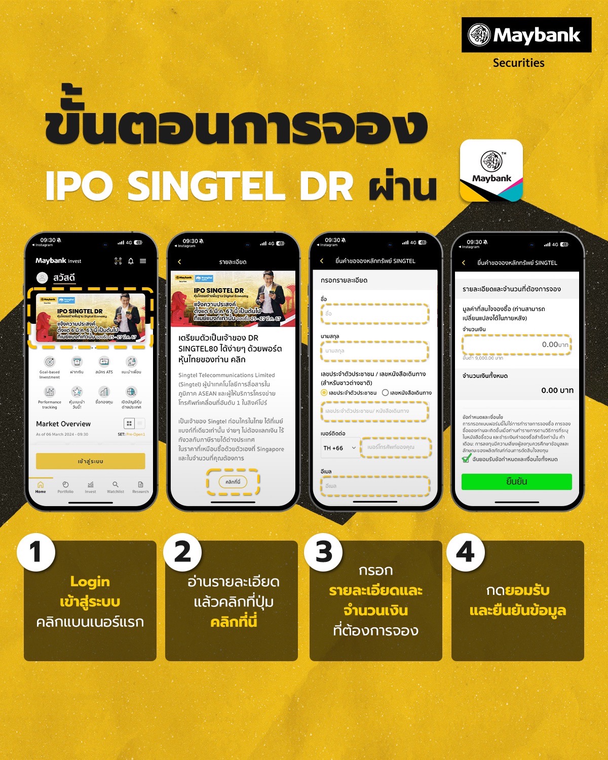 เมย์แบงก์ เตรียมเปิดจองซื้อ DR SINGTEL80 ซึ่งมีหุ้นโครงสร้างพื้นฐานดิจิทัลยักษ์ใหญ่แห่งอาเซียน SINGTEL เป็นหลักทรัพย์อ้างอิง (Underlying) เพื่อเปิดโอกาสการลงทุนในหุ้นต่างประเทศสู่นักลงทุนไทย