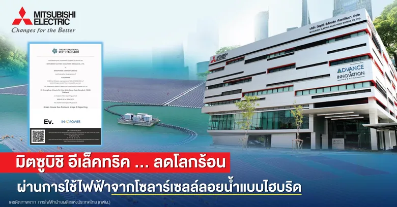 มิตซูบิชิ อีเล็คทริค ใช้ไฟฟ้าจากโซลาร์เซลล์ สู่เป้าหมาย Net-Zero
