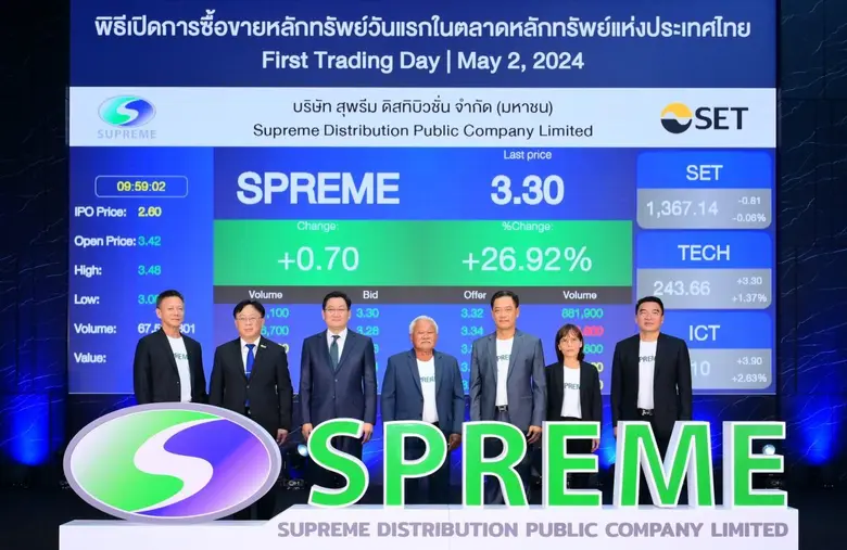SPREME เทรดวันแรกเปิดพุ่งเหนือจอง 31.54% ตอกย้ำผู้นำ SI เดินหน้าประมูลงานภาครัฐขนาดใหญ่ มูลค่าโครงการมากกว่าพันล้านบาท เร่งปิดดีล M&amp;A ต่อยอดธุรกิจ ดันผลงานโตกระฉูด