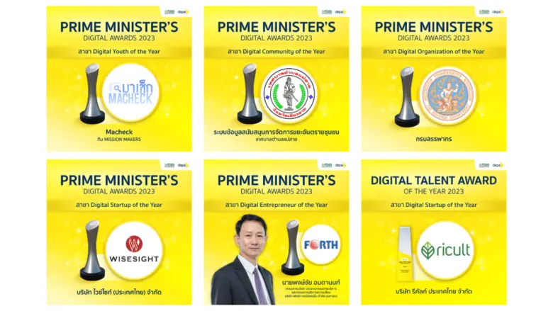 depa Unveils Prime Minister's Digital Awards 2023 Winners for Technology and Digital Innovations in Thailand