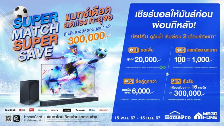 โฮมโปร จับกระแส 'บอลยูโร' 'แน็ก-กามิน' ปลุกความคุ้มสุดเอ็กซ์คลูซีฟ กับ "The Power SUPER MATCH SUPER SAVE แมทช์เดือด ลดแรง ทะลุจอ" เชียร์บอลมันส์ก่อน ผ่อนทีหลัง! ที่ The Power 0% นาน 12 เดือน เริ่ม 15 พ.ค. 67 นี้