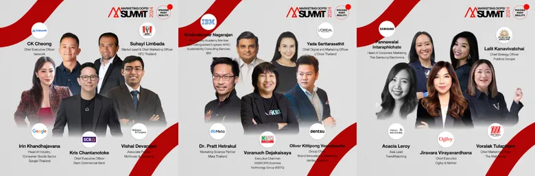 Marketing Oops! Summit 2024 เปิดตัว 15 Speakers ระดับ Top รวมแล้วกว่า 50 คน ร่วม ลงลึก AI, Sustainability, Visionaries และ สร้างการเติบโตด้านการตลาดและธุรกิจ