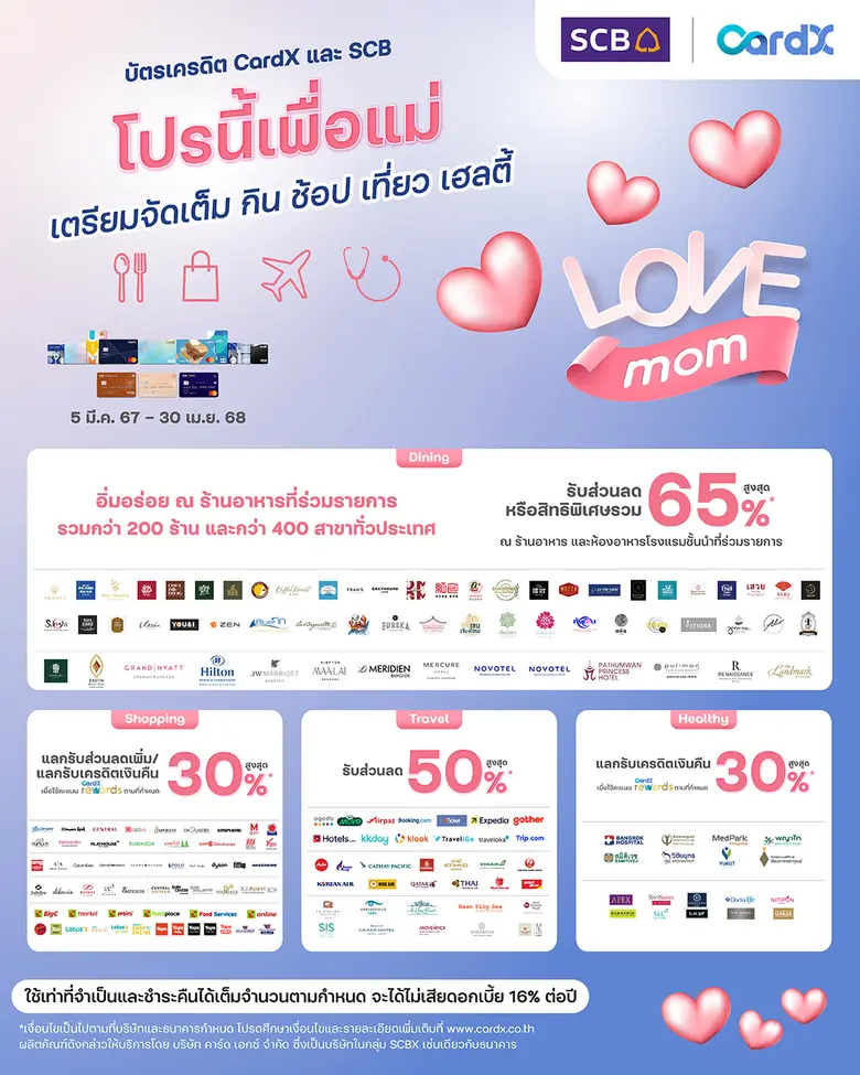 คาร์ดเอกซ์ต้อนรับเดือนแห่งวันแม่ มอบโปรโม...