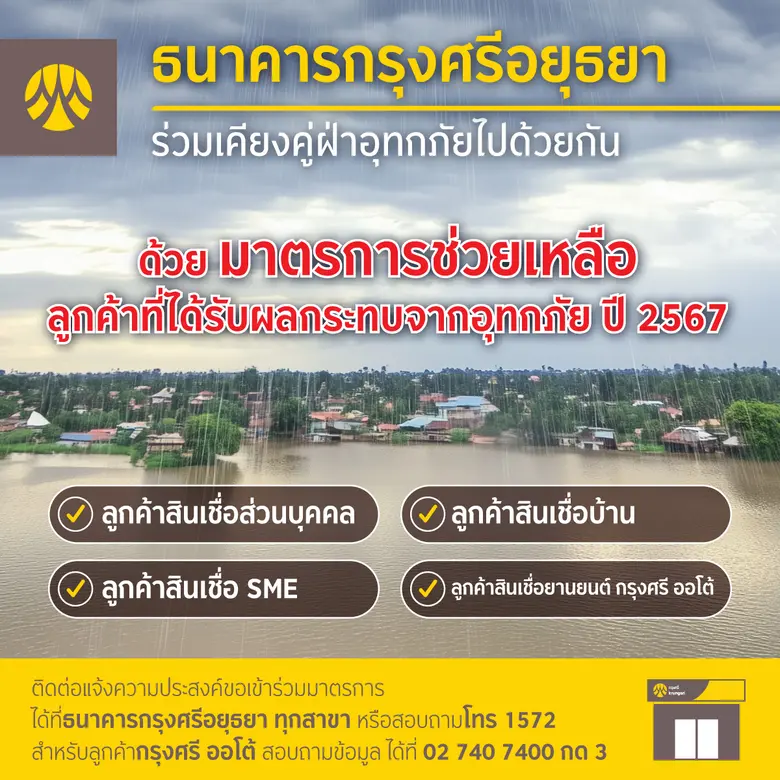 Krungsri provides emergency assistance measures for customers affected by flooding