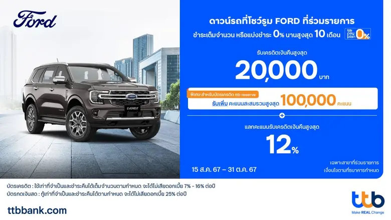 ทีเอ็มบีธนชาต หรือ ทีทีบี จับมือโชว์รูม F...