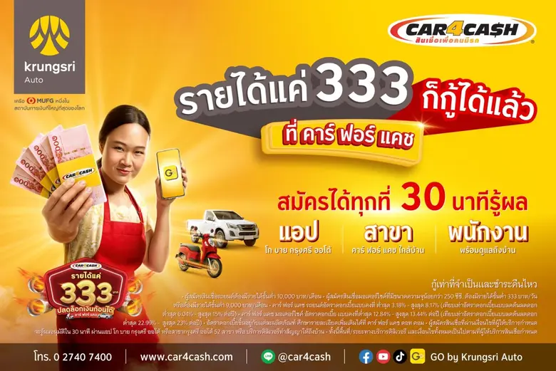 'คาร์ ฟอร์ แคช' ผู้นำตลาดสินเชื่อเพื่อคนม...