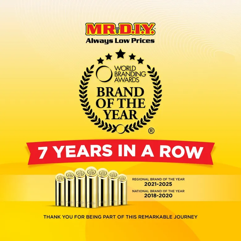7th consecutive win for MR D.I.Y. at World Branding Awards
