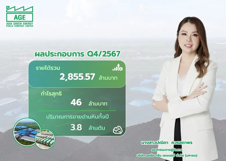 บมจ.เอเชีย กรีน เอนเนอจี (AGE) ประกาศงบไต...