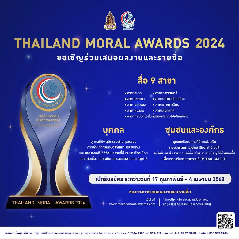ศูนย์คุณธรรม (องค์การมหาชน) เดินหน้าเฟ้นห...