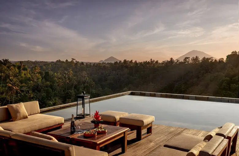 Deep in a remote jungle, Anantara Ubud Bali's mount...