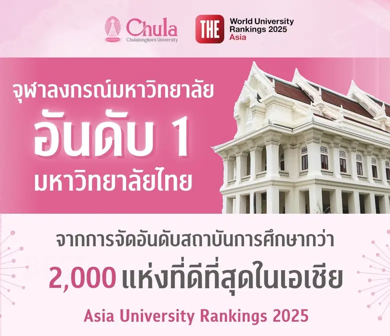 จุฬาฯ อันดับ 1 มหาวิทยาลัยไทย จากการจัดอันดับโดย THE Asia University Rankings 2025
