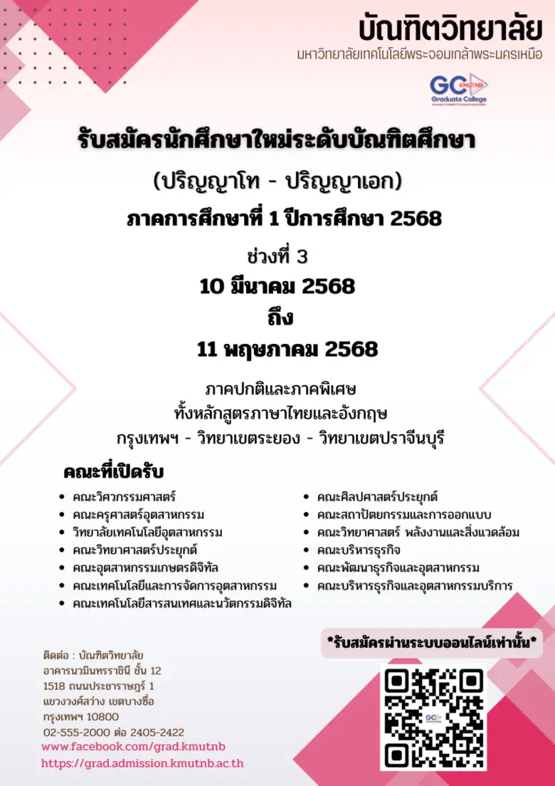 บัณฑิตวิทยาลัย มหาวิทยาลัยเทคโนโลยีพระจอม...
