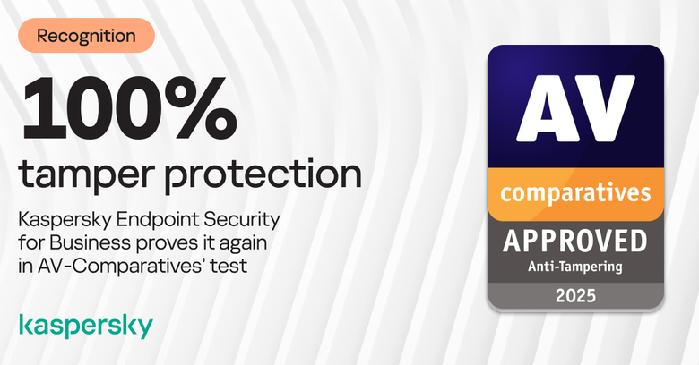 Kaspersky reaffirms 100% anti-tampering protection in latest AV-Comparatives test
