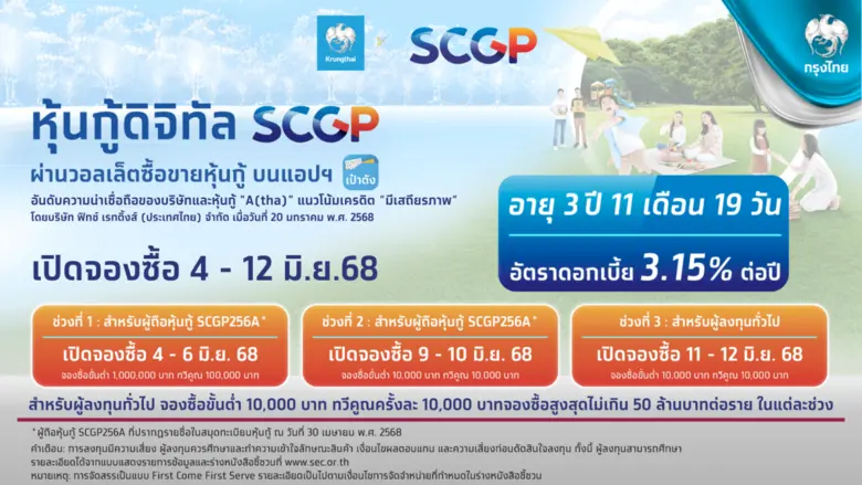SCGP และ ธนาคารกรุงไทย พร้อมเสนอขาย "หุ้น...