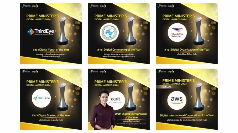 ดีป้า ประกาศรายชื่อผู้ที่ได้รับรางวัล Prime Minister's Digital Awards 2024 รางวัลเชิดชูเกียรติผู้ที่มีผลงานดีเด้นด้านเทคโนโลยีและนวัตกรรมดิจิทัลของประเทศ