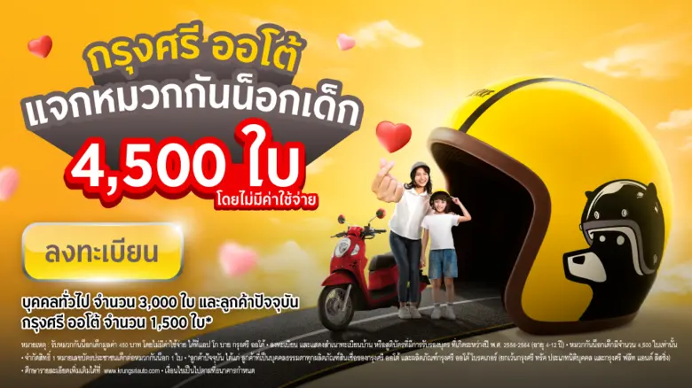 กรุงศรี ออโต้ เดินหน้าส่งเสริมความปลอดภัยผ่านโครงการ LET'sponsible แจกหมวกกันน็อกเด็ก 4,500 ใบ ในแคมเปญ The Life Saver