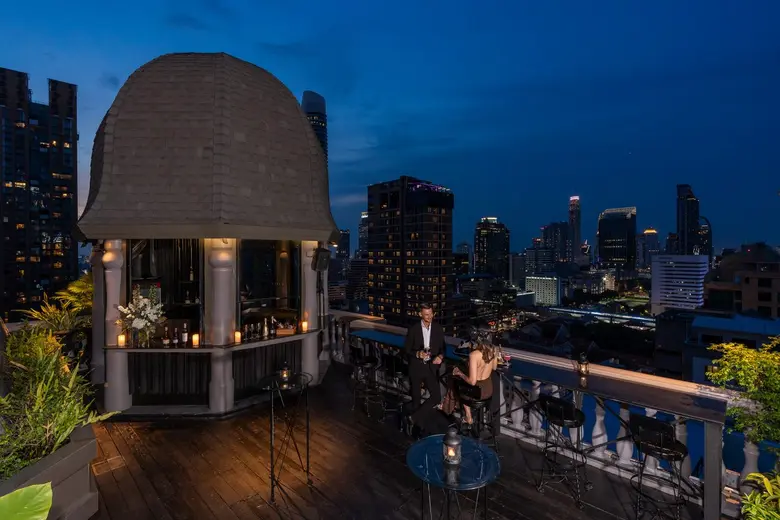 High above the vibrant streets of Bangkok...