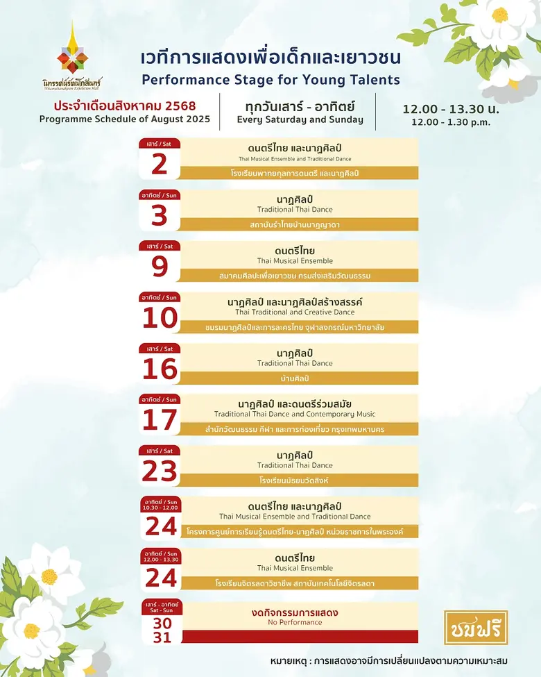 เวทีการแสดงเพื่อเด็กและเยาวชน นิทรรศน์รัตนโกสินทร์ เดือนสิงหาคม