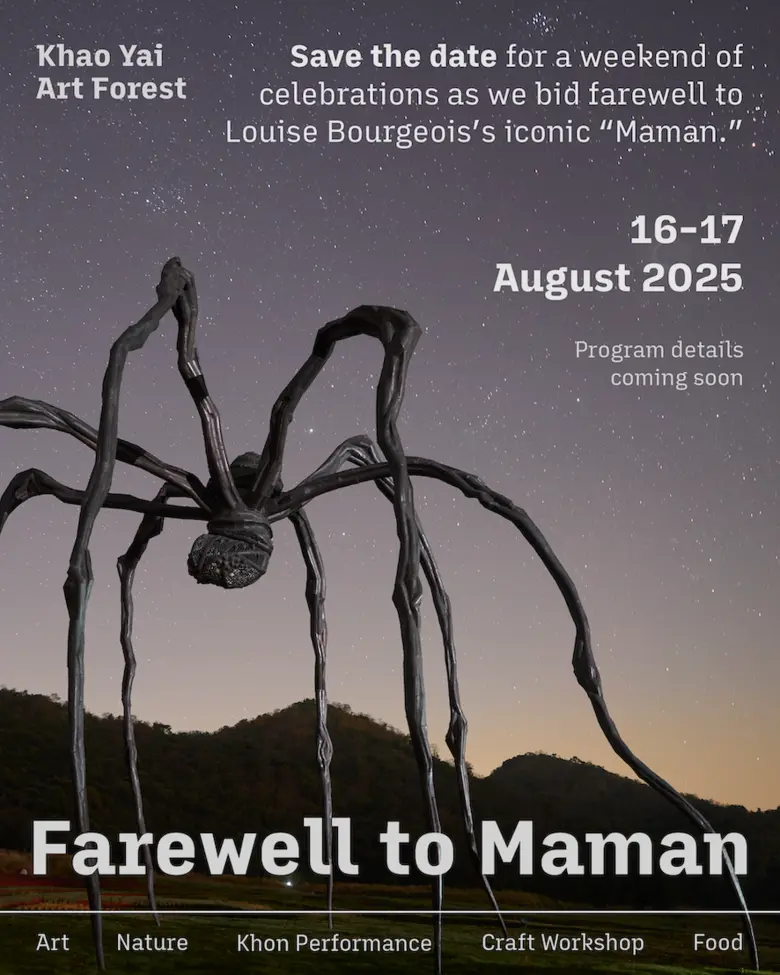 Khao Yai Art Forest presents  "Farewell to Maman," a Weekend Celebration of Louise Bourgeois's Iconic Sculpture in Its Final Days in Thailand