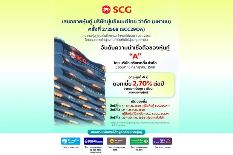 เอสซีจี เตรียมเสนอขายหุ้นกู้ชุดใหม่ ครั้ง...