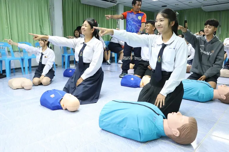 "ท่าเรือประจวบ" จัดโครงการ PPC Care - อบรมเชิงปฏิบัติการปฐมพยาบาลเบื้องต้นและการช่วยชีวิตขั้นพื้นฐาน (First Aid &amp; CPR) ในสถานศึกษารุ่นที่ 4