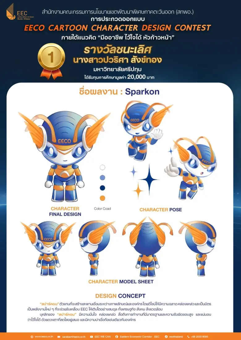 นักศึกษาดิจิทัลมีเดีย SPU คว้าแชมป์ออกแบบการ์ตูนคาแรคเตอร์ระดับประเทศ "EECO Cartoon Character Design Contest"