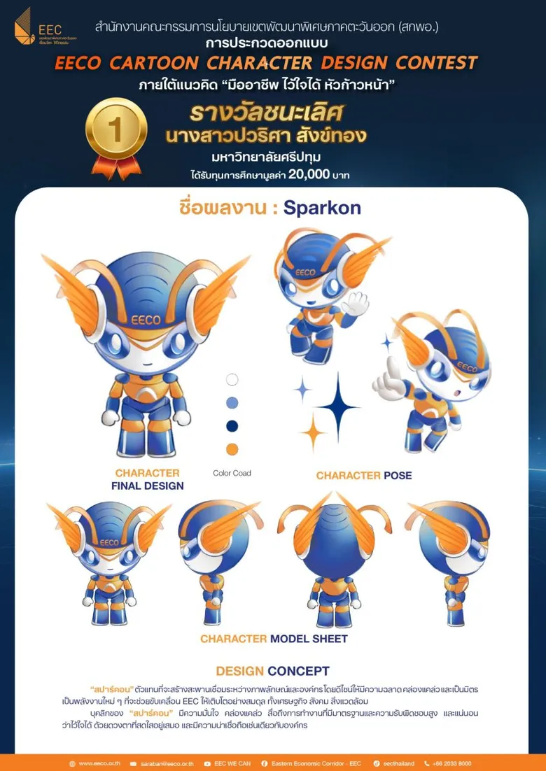 นักศึกษาดิจิทัลมีเดีย SPU คว้าแชมป์ออกแบบการ์ตูนคาแรคเตอร์ระดับประเทศ "EECO Cartoon Character Design Contest"