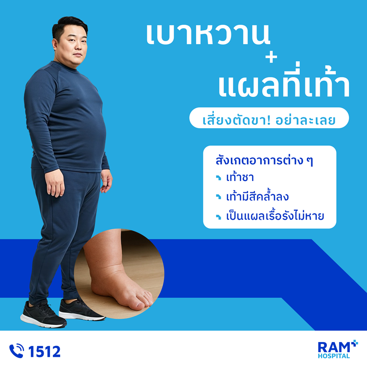 ผู้ป่วยเบาหวานมักเกิดแผลที่เท้าได้ง่ายกว่...
